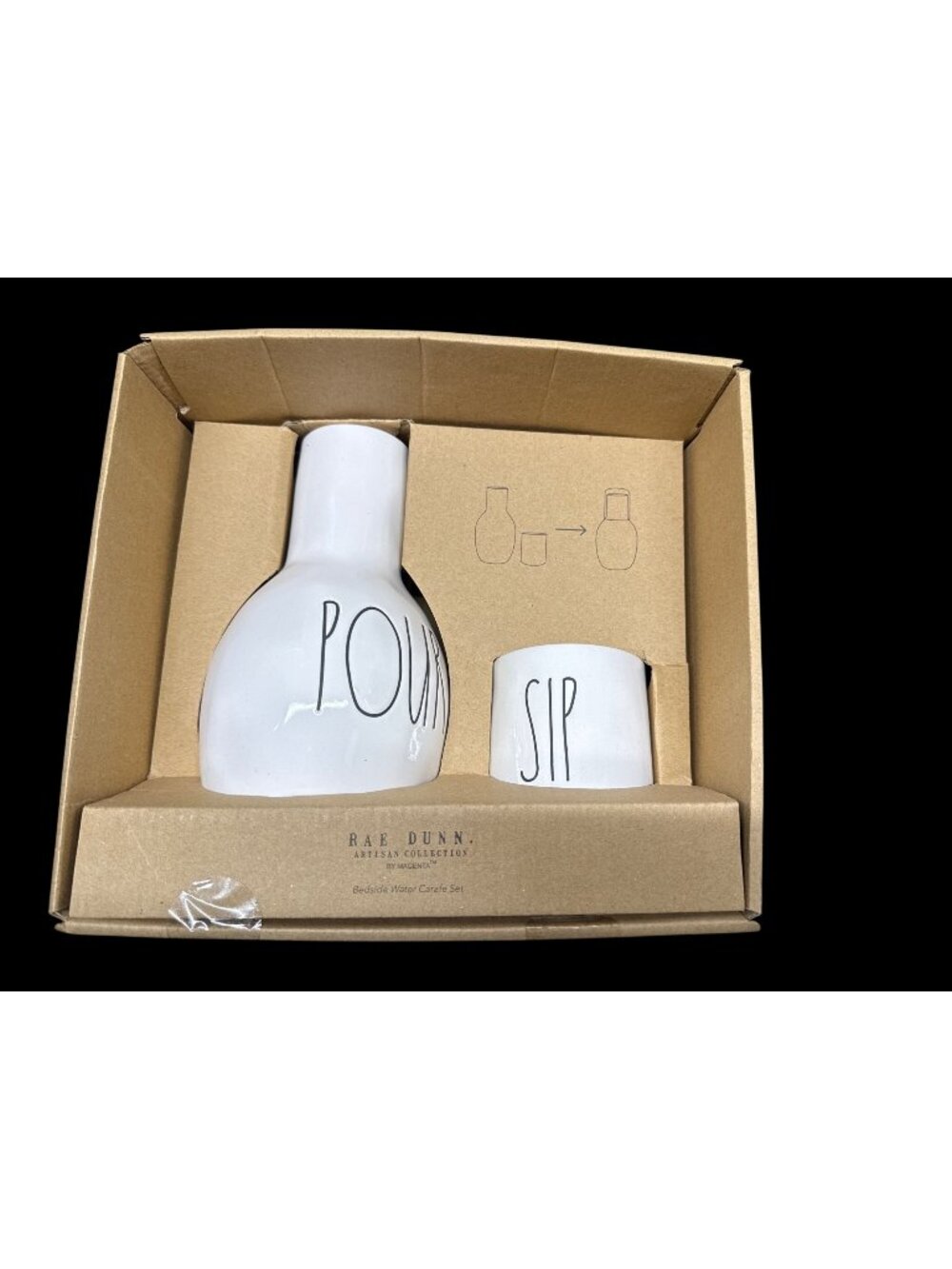 Rae Dunn Artisan Collection by Magenta bedside carafe set New in Box